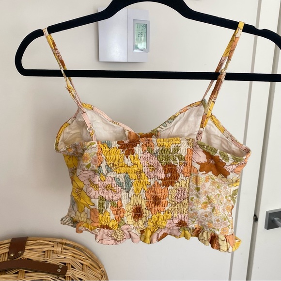 AE - Linen blend Floral Cropped Top - size S petite - Picture 10 of 14